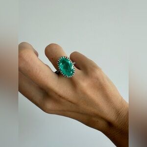 Silver Green/turquoise Gemstone Ring - pre loved - good conditions